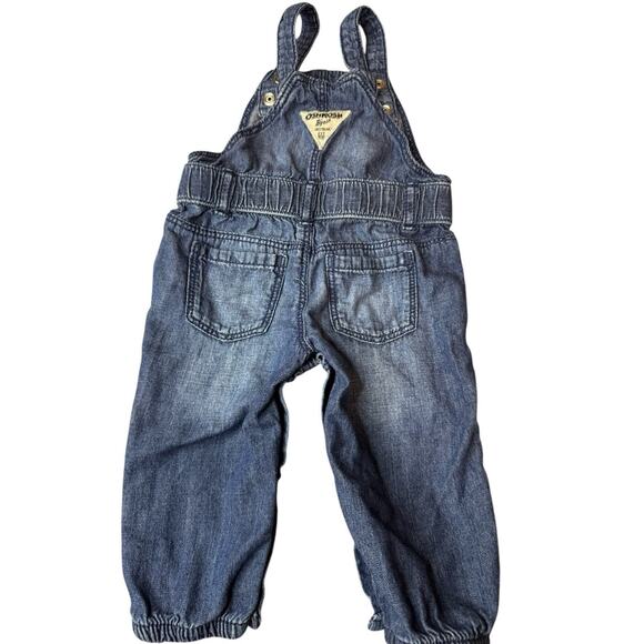 6M OshKosh B' Gosh Light Denim Bib Overalls Blue Jean Jogger Style Drawstring - Picture 6 of 11